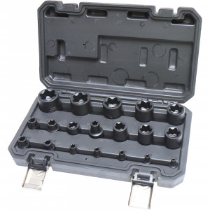Набор головок торцевых ударных 1/4"&3/8"&1/2 ", TORX PLUS, 19 пр., в кейсе// LIGE